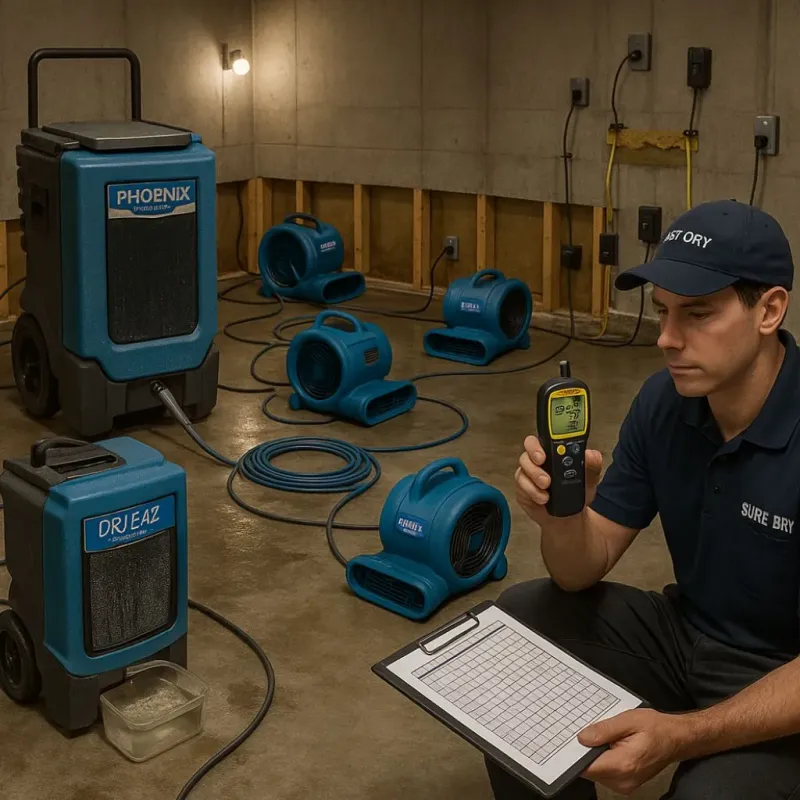 Structural Drying and Dehumidification process in San Marcos, CA